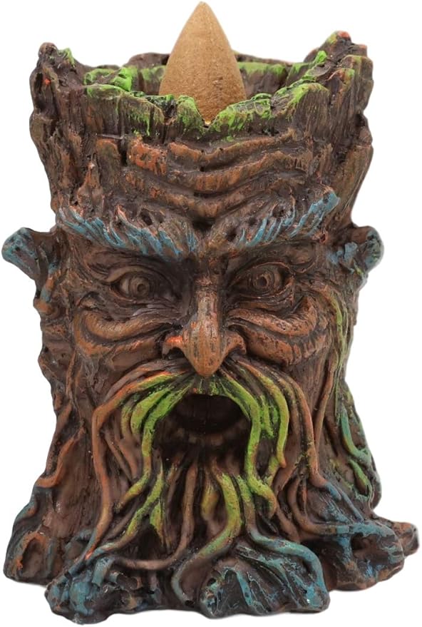 Ebros Gift Magical Forest Mystic Cernunnos Greenman Ent Backflow Incense Cone Burner Statue 3.25" H Aromatherapy Scent Accessory Holder As Celtic Wiccan Horned God Home Decor Tree Spirit Sculpture