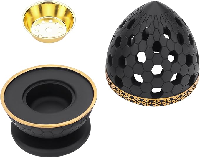 TERSCHELLING Charcoal Incense Burner, Bakhoor Burner, Oud Frankincense Resin Incense Burner for Yoga, Spa and Aromatherapy, Office & Home Decor (Black)