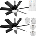 28 Inch Socket Fan Light with Remote Control, Screw in E26/E27 Ceiling Fan with LED Light, 3000-6000K Dimmable Color Temp, 6 Speeds, Timer, for Bedroom Kitchen Living Room Garage, 2-Black