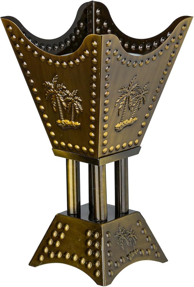 Decorative Palm Tree Incense Burner, Gold Metal Design (Bronze-WF012)