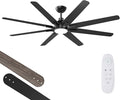 62 Inch Ceiling Fan with Light and Remote Control, Black | 6-Speed Quiet Reversible DC Motor, 3CCT Dimmable 24W LED Light,8 Wood Blades,Used for Living Room, Office,Covered Patio