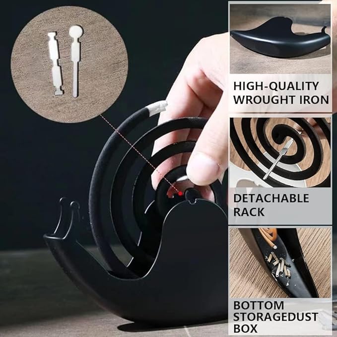 Accddio Incense Holder,Mosquito Coil Holder,Snail Incense Burner Holder,Mosquito Coil Burner of Iron Material for Table Decorations or Gifts (White)