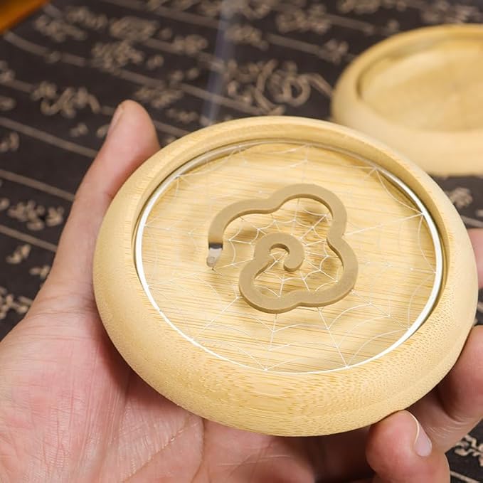 Bamboo Round Incense Stick Holder, Coil Incense Burner Holder, Sandalwood Incense Burner Incense Repellent Holder for Outdoor Use Deck Patio Camping Supplies, 1 Pieces