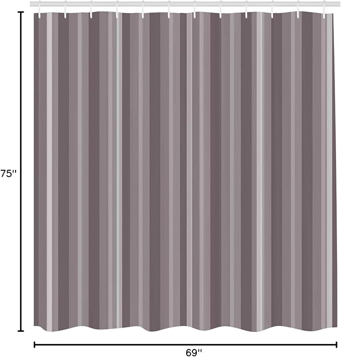 Ambesonne Stripes Shower Curtain, Abstract Ocean Inspired Palette Lines Geometrical Image Illustration, Cloth Fabric Bathroom Decor Set with Hooks, 75" Long, Taupe