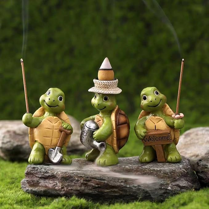Turtle Incense Holder for Sticks and Incense Cone Holder, Mini Resin Turtle Figurines Incense Stick Holder, Cute Incense Burner for Yoga Meditation Home Office Decor,Turtles Gifts for Women (C)