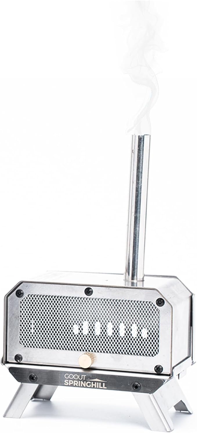 Incense Burner & Mini Portable Stove - Compact Foldable with Detachable Ash Catcher, 3.9x2.4x6.5 Inch Stainless Steel, Silver