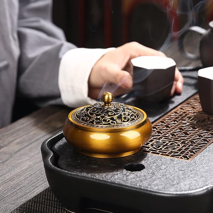 Vintage Metal Coil Incense Burner, Incense Holder for Sticks/Coil Incense/Incense Cones-Ash Catcher