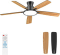 Ceiling Fans with Lights,52 inch,Quiet,Reversible Motor,Dimmable, Adjustable Color Temperature,6 Speeds,Timer, Low Profile Ceiling Fan for Bedroom,Living Room,Indoor/Outdoor Use (Black)