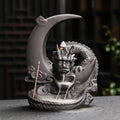 Moon Dragon Incense Burner - Ceramic Incense Waterfall Burner Dragon Smoke Fountain Incense Holder with Cones & Tweezer & Mat for Aromatherapy/Yoga/Home/Office Decor