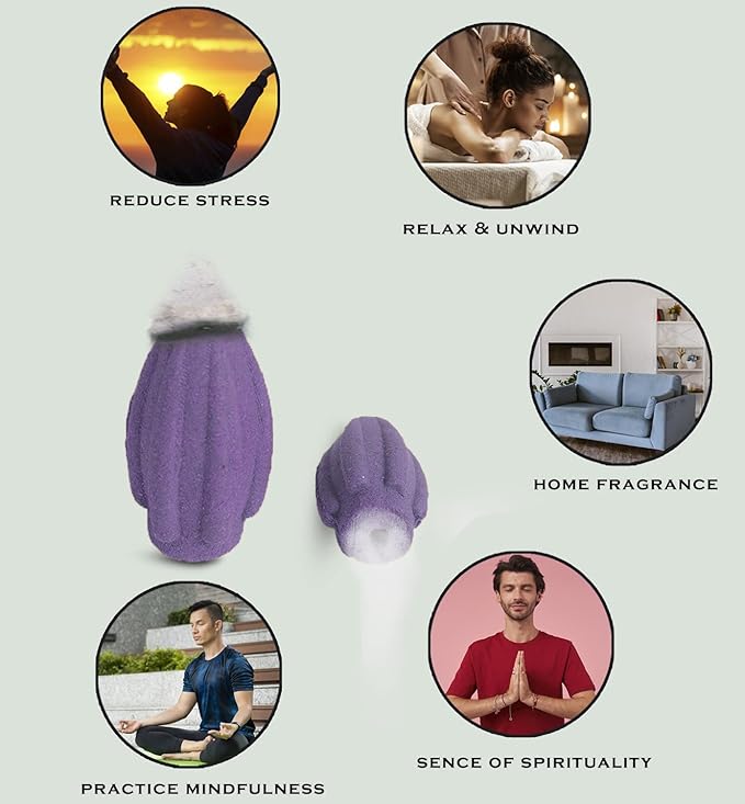 Backflow Natural Incense Waterfall Cones Unique Shape for Backflow Incense for Prayer, Meditation, Relaxation Burner Holder (25 pcs) (Lavender, Bullet)