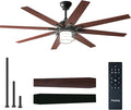 Passky Ceiling Fans with Lights, 66 inch Black Ceiling fan with Light and Remote Control, Reversible, Dimmable, 3CCT, Quiet, Caged Ceiling Fan for Farmhouse, Bedroom, Living Room, Indoor/Outdoor Use