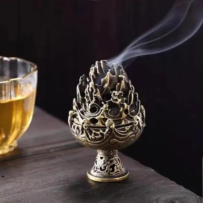 Bronze Mini Incense Burner Stove,Zen Boshan Incense Burner Home,Copper Mountain Statue,Vintage Incense Charcoal Stove for Home Decoration Room Tea House Incense and Incense Holders