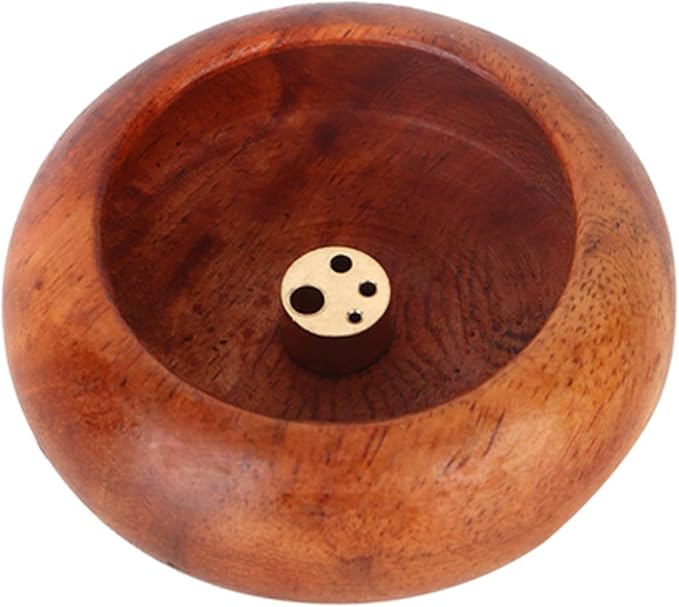 Mini Incense Holder, 6cm Wooden Round Incense Stick Holder Bowl Ash Catcher(Rosewood)