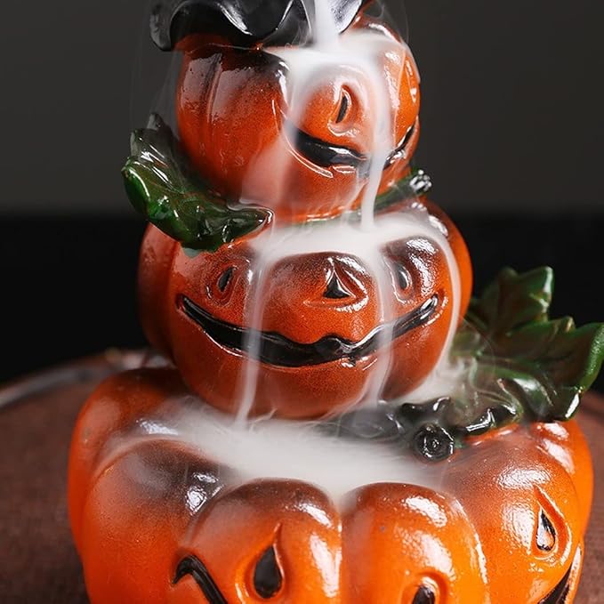 Creative Pumpkin Backflow Incense Burner Ghost Festival Halloween Household Craft Gift Ornaments Resin Censer Holder Aromatherapy Stove
