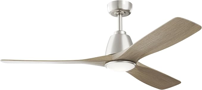 Kichler 54" Volos II 3 Blade Ceiling Fan in Brushed Nickel with Distressed Antique Grey Blades, Easy-to-Install AC Motor, Downrod, 300054-NI