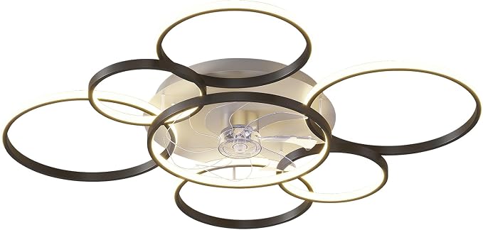 41" Modern Ceiling Fan with Lights, Flush Mount Ceiling Fan with Tri-Color Light 6-Speed Wind, Low Profile Ceiling Fans with Led Light and Remote Control for Living Room Bedroom Dining Room