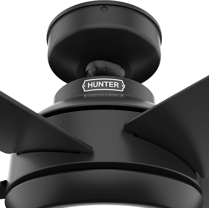 Hunter Zayden, Indoor, Ceiling Fan, Standard Mount, 52 inch, Matte Black | with LED Light and Remote Control, Quiet, 5 Blades, For Bedroom, Living Room, Kitchen, 51694