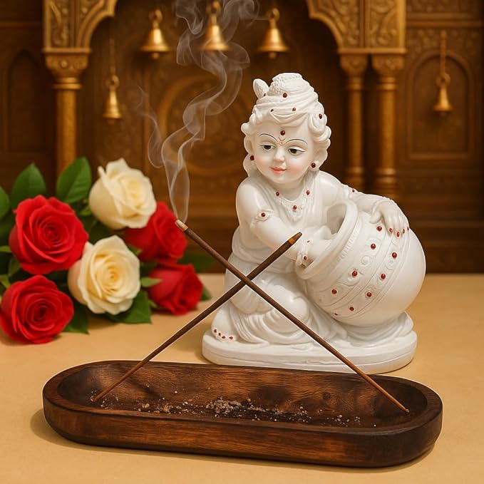 Pure Source India Natural Wood Incense Holder and Ash Catcher (11 X 4 Inch)