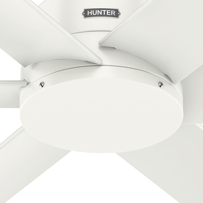 Hunter 52" Kennicott Indoor/Outdoor Ceiling Fan, Wall Control, Fresh White | SureSpeed high velocity airflow and no-light design suit covered patios, porches, bedrooms, or living rooms with easy setup.