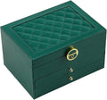 GUOER Jewelry Box for Women Girls, 3 Layers Large Jewelry Organizer (Green) | Vintage Quilting Stitching PU Leather, Earrings Bracelets Rings Necklace Watches Storage Large Jewellery Holder Case Gifts