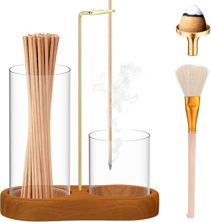 Glass Incense Holder, 3 in 1 Incense Sticks Burner Holder with Storage, Hang Upside Down Incense Holder for Sticks with Glass Ash Catcher for HolderBedroom House Yoga Meditation Zen