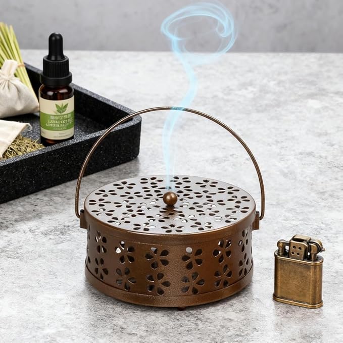 2PCS Corolful Mosquito Coil Holder，Portable Outdoor Incense Holder，Antique Style Lamp Metal Incense