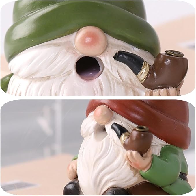 Gnome Incense Holder for Sticks and Incense Cone Holder, Resin Mini Gnomes Figurines Incense Stick Holder, Cute Incense Burner for Yoga Meditation Home Office Decor,Gnome Gifts for Women (Red)