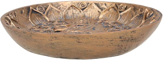 Ebros Gift Meditation of Shakyamuni Buddha Mini Incense Stick Holder Burner Round Dish Medallion Figurine 5" Diameter Zen Feng Shui Vastu Home Fragrance Tabletop Altar Decor