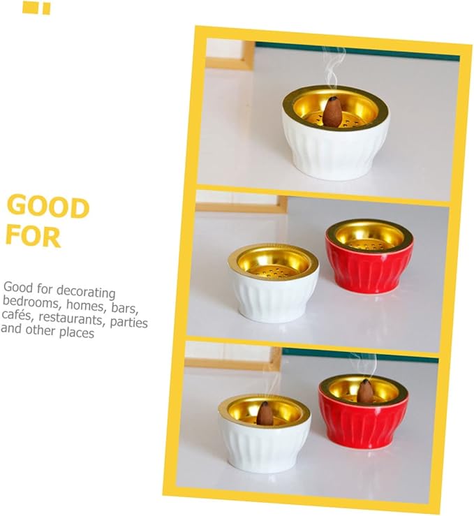 Zerodeko 3pcs Delicate Incense Burner Elegant Ceramic Desktop Censer Holder for Home Office and Meditation Spaces Lightweight Portable Design for Relaxation and Air Purification