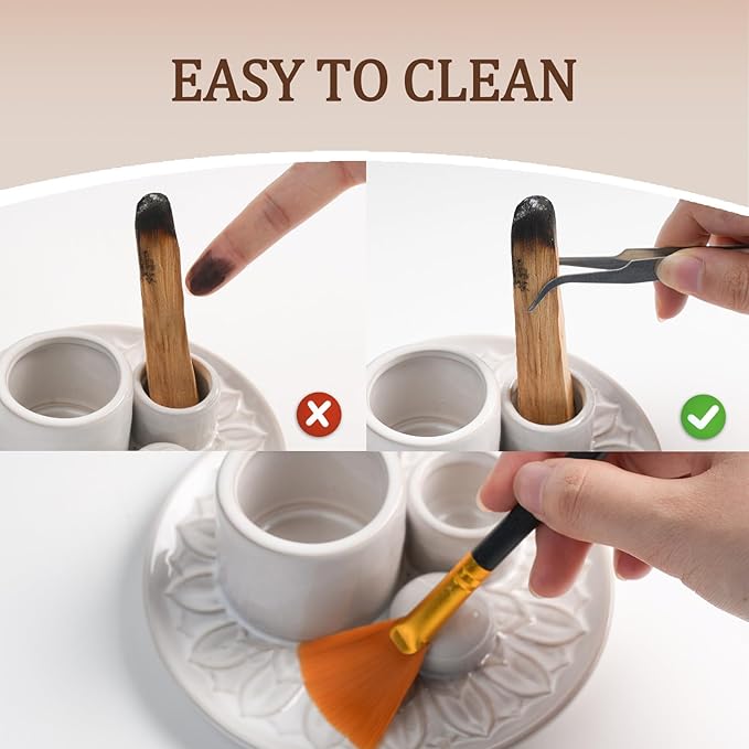 4 in 1 Incense Burner Holder,Sage Holder for Burning,Palo Santo Holder,Candle Holder,Ceramic Incense Burner Ash Catcher Tray for Meditation Yoga Room