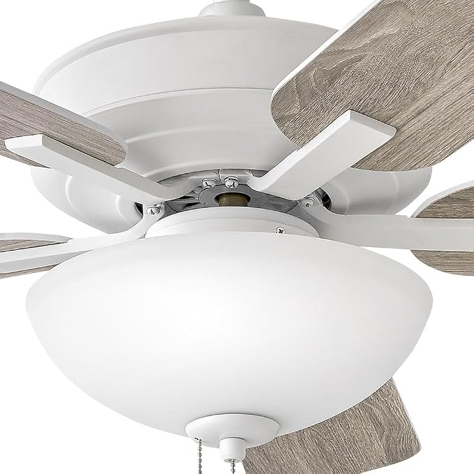 Hinkley Metro 52" LED Indoor Dual Mount Ceiling Fan with Light, Traditional Style, Reversible Wooden Fan Blades, Chalk White and Weathered Wood, Remote Sold Separately