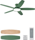 VONLUCE Ceiling Fans with Lights, 52 Inch Ceiling Fan and Remote, Full-spectrum LED Light, 3CCT, 6-Speeds Noiseless Reversible DC Motor, Modern Ceiling Fan for Farmhouse Bedroom Indoor, Green