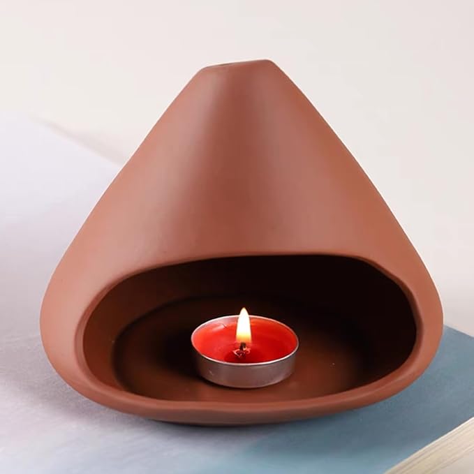 Ceramic Incense Holder Palo Santo Holder Handcrafted Dual-Use for Sage Sticks Cones Incense Burner for Yoga Meditation Aromatherapy Healing Home Decor Red (Style D)