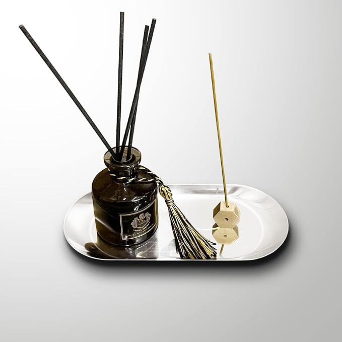 Minimalist Incense Holder for Sticks - Incense Burner Ash Catcher Zen Decor for Yoga & Meditation - 7" L X 3.3" W (Silver)