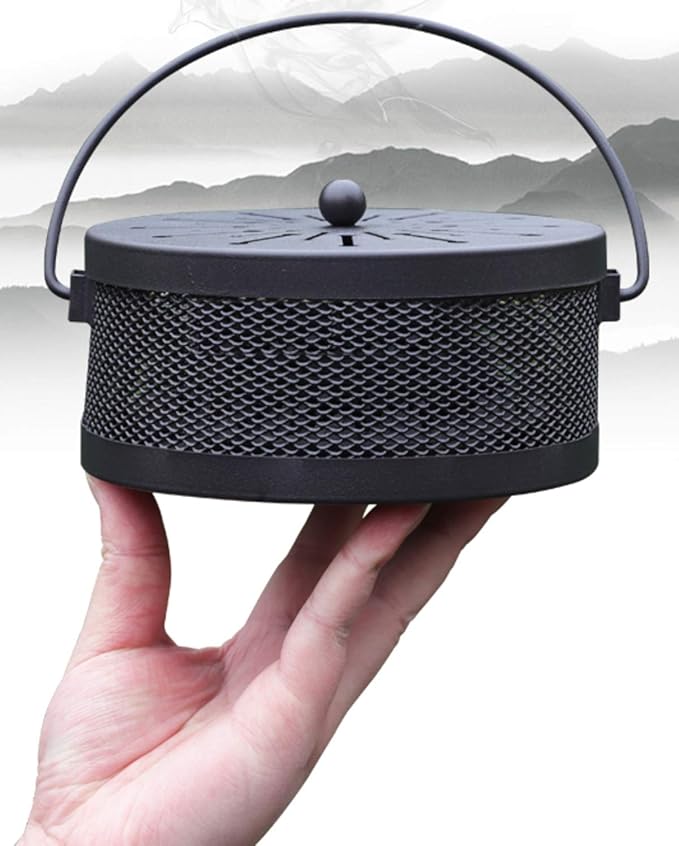 A&M Tech Black Mosquito Coil Holder Incense Coil Burner Indoor Outdoor Camping Use Portable Mosquito Repellent Coil Holder Incense Burner Holder 6.2 Inches Diameter