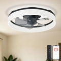 DLLT Ceiling Fans with Lights and Remote: 16 Inch Modern Low Profile Ceiling Fan with APP Control for Kids Room - Black Dimmable LED Bladeless Fandelier with 6 Wind Speeds Quiet DC Motor for Bedroom