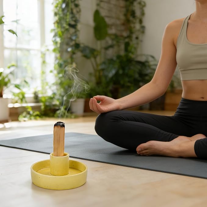 Palo Santo Holder, Ceramic Incense Stick Holder, Sage Holder for Yoga, Meditation, and Energy Cleansing, Unique Ceramic Incense Holder Gift for Palo Santo Sticks (Yellow)