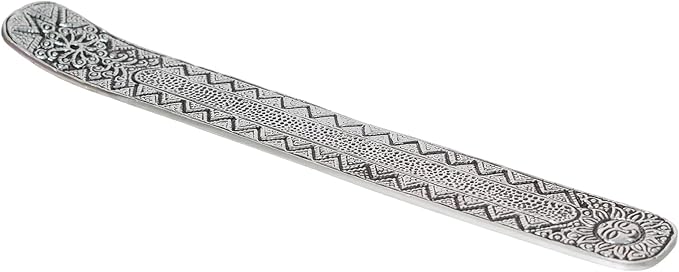 Hosley Antique Silver Aluminium Incense Holders. Set of 1, Each 9.5-Inch-Long Holder, Rich Antique Silver Finish Adding Rustic Charm to Any Room, Perfect for Home Ambiance and Décor