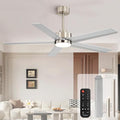 Conciseer 52 Inch Ceiling Fans with Lights and Remote for Bedroom Living Room Kitchen Office, Indoor/Outdoor Use, 3CCT Dimmable, 5 Blades 6 Speed Reversible Quiet DC Motor, Sand-nickel/Silver