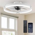 Ensenior Ceiling Fans with Lights and Remote, 20" Low Profile Ceiling Fan Flush Mount, APP Control, 6 Speed, 3CCT, Quiet Reversible DC Motor, Dimmable Modern Ceiling Fan with Light for Bedroom, White