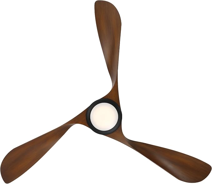WAC Lighting Swirl 3-Blade Aluminum Smart Ceiling Fan in Matte Black/Brown