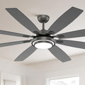 Fanbliss 72 Inch Grey Large Ceiling Fans with Lights and Remote Control, Modern Ceiling Fan with Quiet Reversible DC Motor, Ceiling fan Light for Living Room, Patio, Indoor, Outdoor