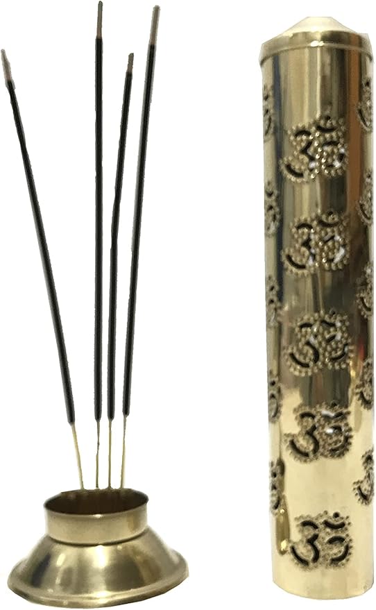 New Om Brass Incense Holder Pooja StickTower Burner Holder Navratri Navaratri Pooja Dhoop Agarbatti Stand Ash Catcher Home Decor, Accessory Tower Stand Size- Height- 10.2 inch
