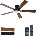 Ayaoty 54 inch Ceiling Fans with Lights and Remote, Low Profile Ceiling Fan with Light, Flush Mount, Reversible, 3CCT, Dimmable, Noiseless, White Ceiling Fan for Bedroom, Indoor/Outdoor Use
