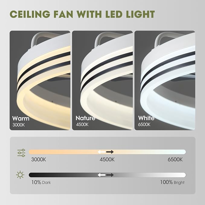 LUDOMIDE Ceiling Fans with Lights, Flush Mount Ceiling Fan with Lights and Remote, 6 Wind Speeds Smart Low Profile Ceiling Fan for Bedroom, Dining Room and Kitchen 20" (White)