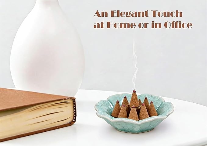 Incense Lotus Holder Bowl for Sticks Cones Sage Palo Santo 3 in 1 Incense Stick Burner Holder Ash Catcher for Meditation Yoga SPA, Balsam Fir/Palo Santo/Sage/Cone