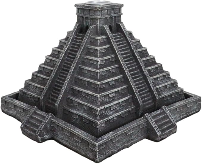 Ebros Gift Temple of Kukulcan Mesoamerican Aztec Step Pyramid Of The Sun And Moon Decorative Backflow Incense Cone Burner Holder Figurine