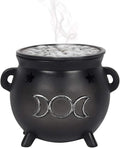 Green Tree Triple Moon Cauldron Incense Holder, Black