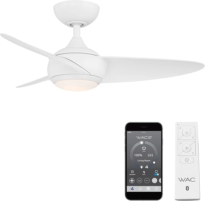 WAC F-094L-MW Loft 38" Outdoor Ceiling Fan with LED Lights and Remote, Matte White