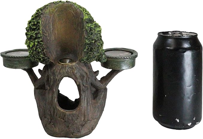 Ebros Gift Mystic Forest Celtic Greenman Tree Man God Ent Meditating Waterfall Smoke Backflow Incense Cone Burner and Double Votive Candleholders Figurine Horned God Tree of Life